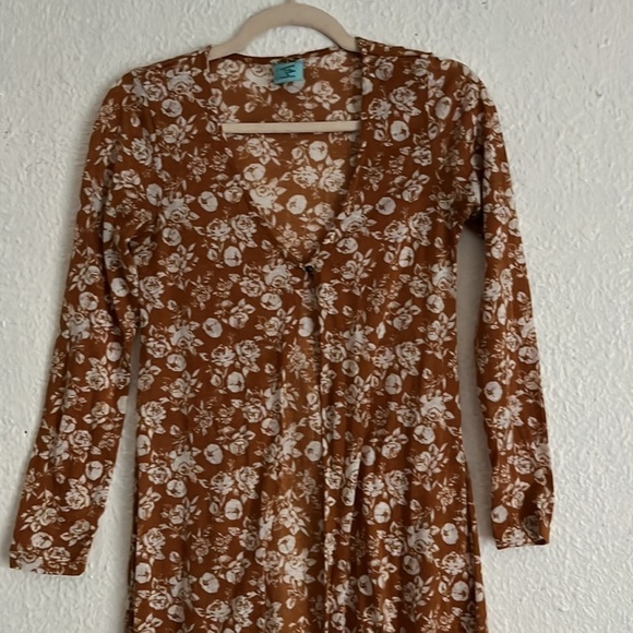HIP yellow floral, long cardigan size Small - Picture 2 of 7